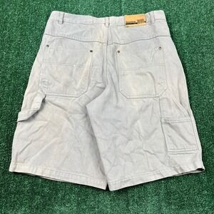 Vintage Boom-X Carpenter Canvas Shorts Mens 36x12" Baggy Beige Distressed Y2K